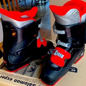 Black and red ski boots